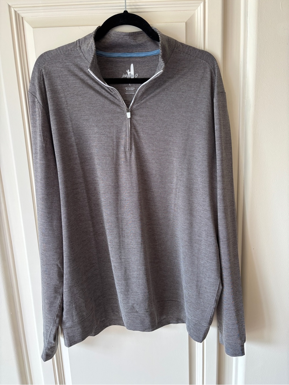 Johnnie-O Quarter-Zip lightweight Long Sleeve Pullover - Heather Gray Sz Large